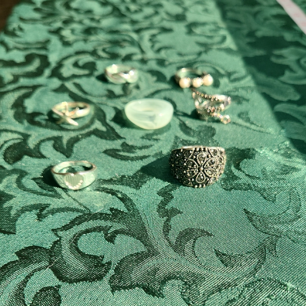 Seven Silver Ring with Intricate Design